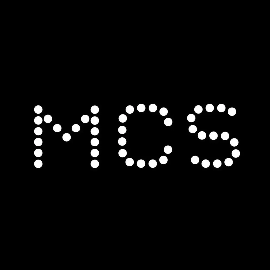 Black background with "MCS" shining in white dotted letters, highlighting our status as an MCS Accredited Installer in Cheshire.