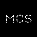 Text "MCS" composed of white dots on a black background.